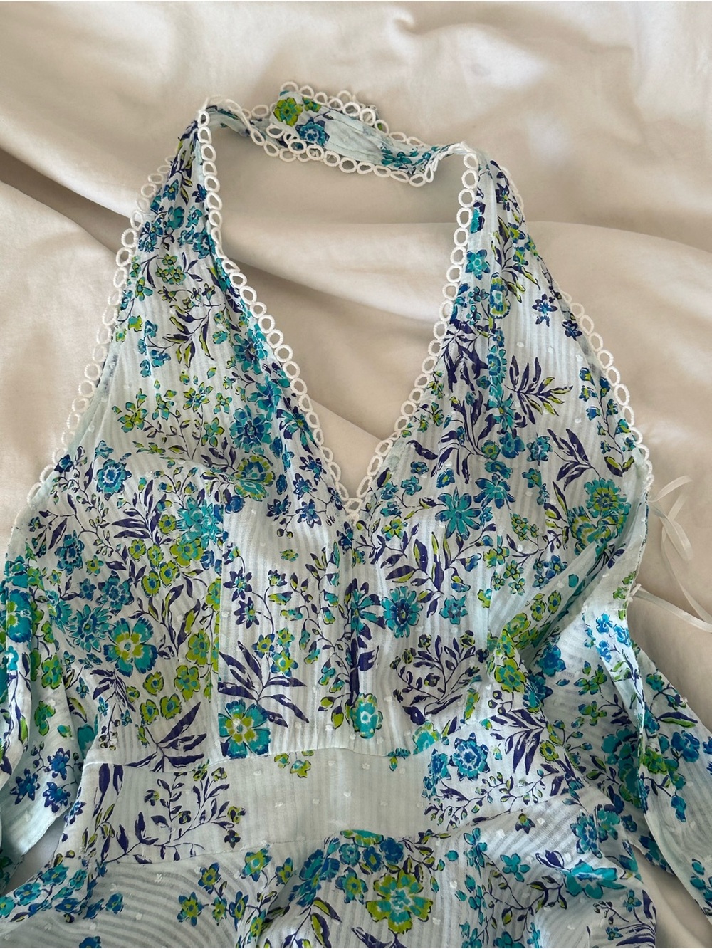 Poupette St Barth Floral Halter Maxi Dress in Aqua & Lime